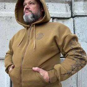 Капюшонки и спортивные кофты с полной запечаткой: Тепла кофта Руны Победы(койот)